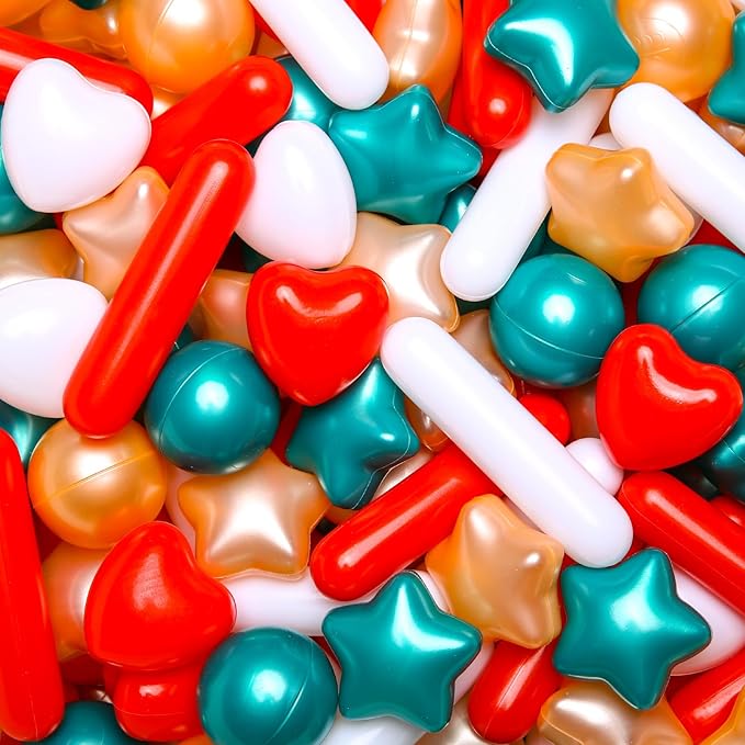 STARBOLO Ball Pit Balls Stars Hearts Gaint Sprinkles150pcs,Red Green Colors