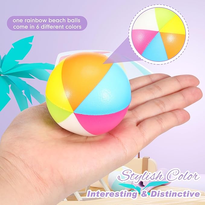 Jerify 48pcs Mini Beach Stress Balls 2.5 Inch PU Foam Relief Stress Squeeze Ball Beach Party Favors Small Summer Pool Relief Toys for Kids Birthday Hawaiian Luau Party Pool Water Games(Stylish Color)