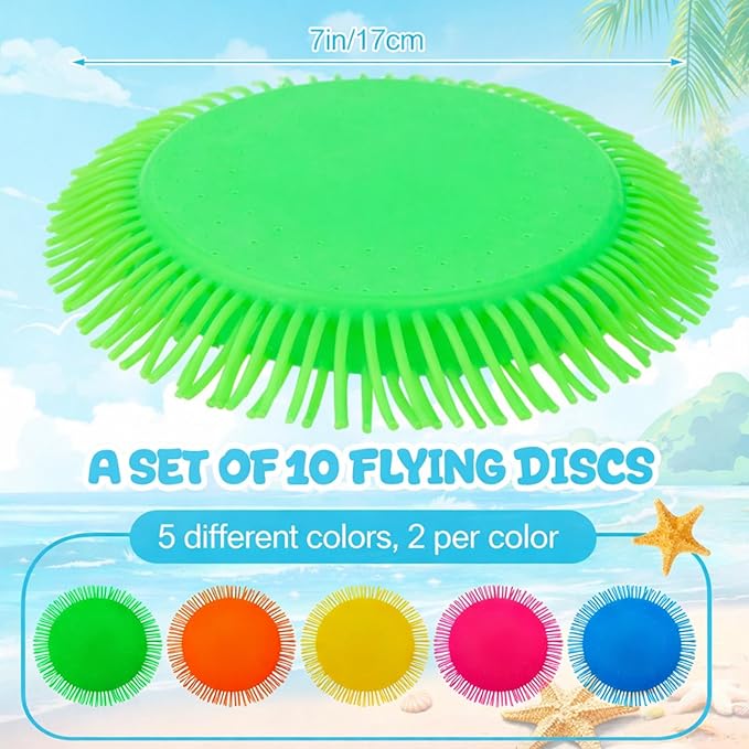 Outus 10 Pcs Beach Games Flying Disc for Pool 7 Inch Soft Water Discs for Kids Splashes on Impact Beach Water Swimming Pool Toys for Kids Park Backyard Outdoor Summer Games Birthday Gifts