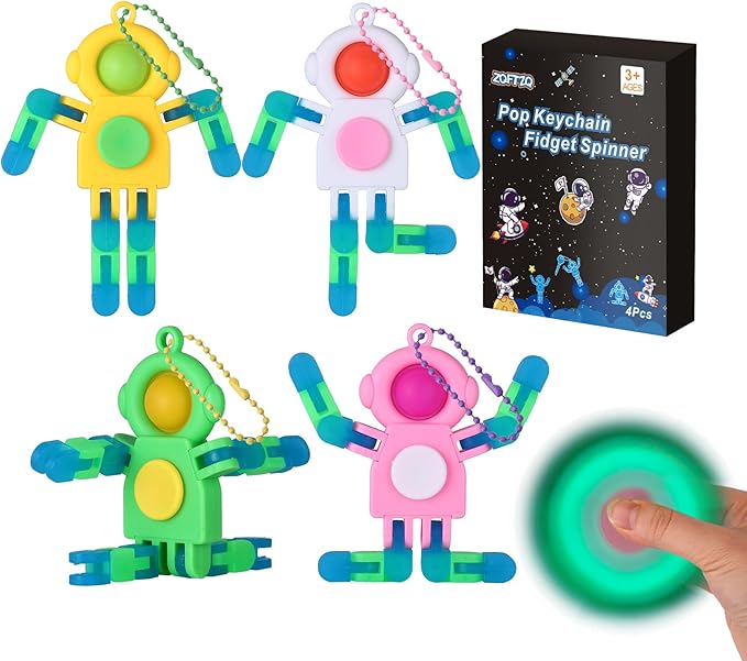 4Pcs Robot Pop Transformable Fidget Spinners - deformable Fidget Spinner Bulk,Fidget Spinner Keychain,Easter Stocking Stuffers Party Favors Gifts,Sensory Fidget Toys for Autism ADHD Stress Relief