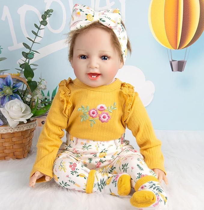 Reborn Baby Girl Dolls Clothes 24 Inches Outfits Accessories 4pcs for 22"- 24" Reborn Dolls Baby Clothes Newborn