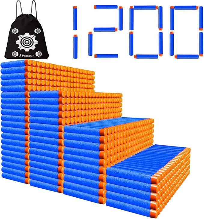 POKONBOY 1200 Pack Refill Darts Compatible with Nerf Guns, Refill Bullet Darts Foam Darts Compatible with Nerf Guns N-Strike Elite Series Blaster Toy Guns Kids