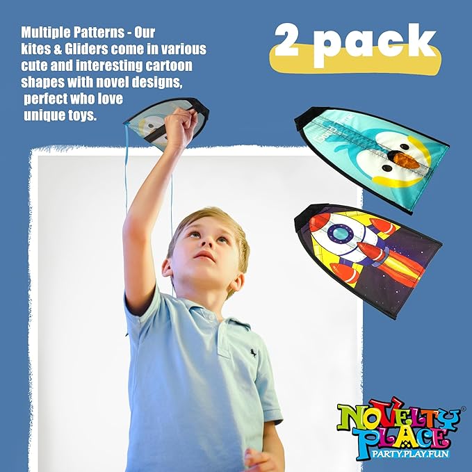 Novelty Place 2 Pack Thumb Ejection Kite Toy - Kite Launcher Slingshot Catapult Kites for Boys Girls Kids & Teens, Mini Beach Kites Easy to Launch and Fun Outdoor Flying Experience(Bird,Rocket)
