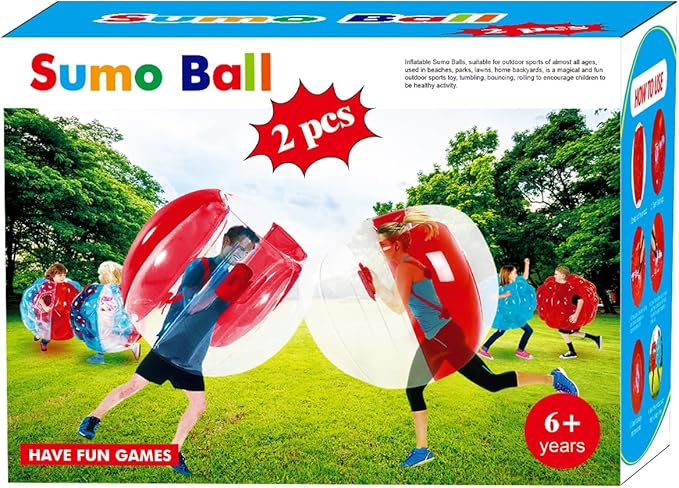 ZHUYNXIR 2 PC Sumo Ball for Adults, Bumper Bounce Balls for Kids, Inflatable Bounce Ball for Kid, Body Zorb Ball for Kids Outdoor Team Gaming Play (48 in,Red+Red)