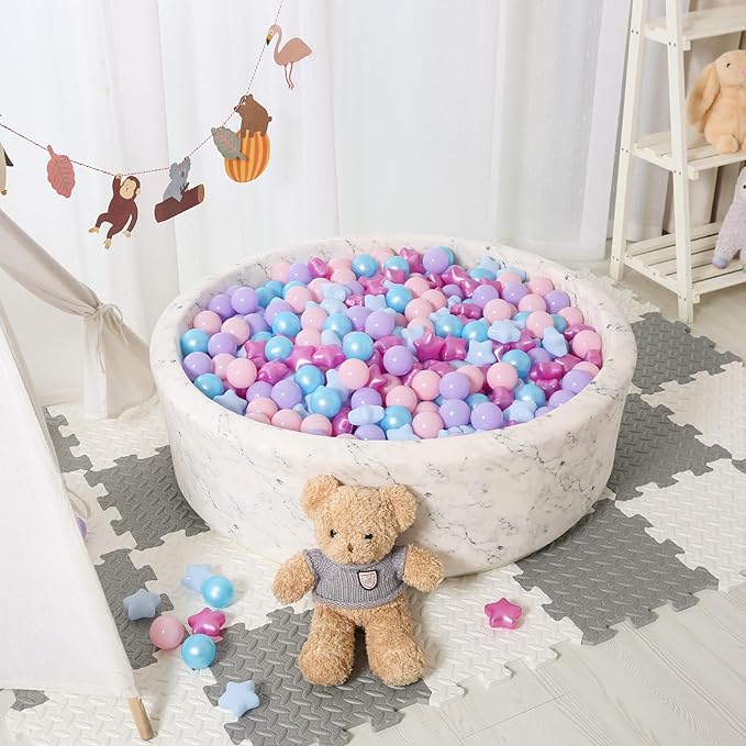 Star Ball Pit Balls for Toddlers - 500pcs Phthalate Free BPA Free Non-Toxic Crush Proof Play Plastic Balls for Ball Pit Indoor Outdoor,Soft Plastic Pool Balls for Kids Birthday Party.