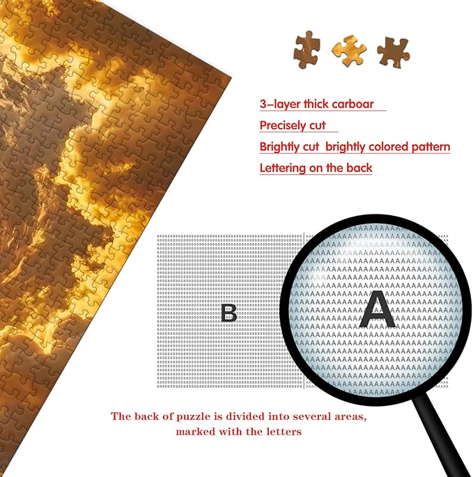 Puzzle for Adults 1000 Pieces, Golden Cloud Vortex Sun Puzzle, Challening Impossible Difficult Hard Fun 1000 Pieces Jigsaw Puzzles for Adults