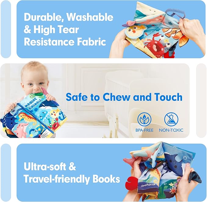hahaland Baby Books 0-6 Months, Infant Tummy Time Toy Baby Toys 6 to 12 Months Touch Feel Book Baby Gifts for Boy Girl 0-3 Months Learning Toy Baby Birthday Easter Basket Stuffers(Single)