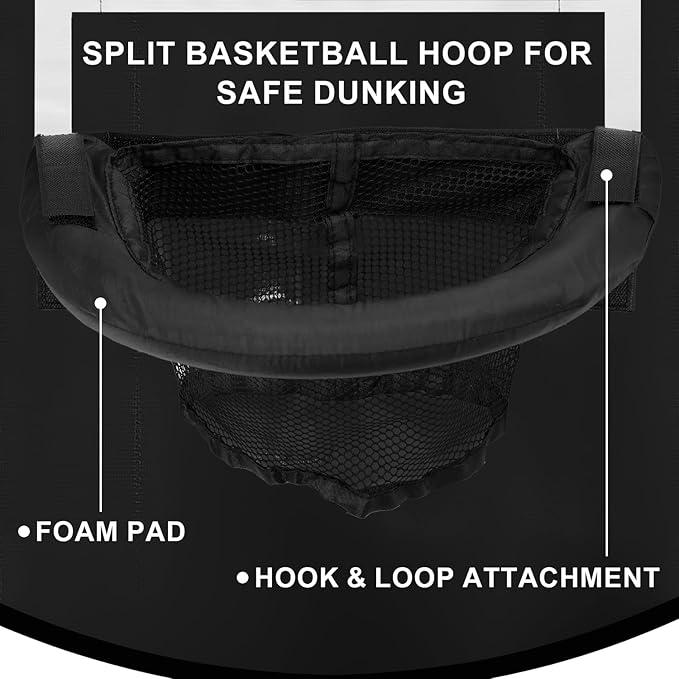 Breakaway Rim Basketball Hoop for Dunking with Mini Basketballs Trampoline Attachment Indoor & Outdoor Use