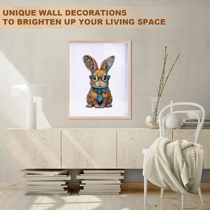 Wooden Puzzles for Adults - Colorful Bunny Wood Puzzles Adult - Unique Animal Shape Wooden Jigsaw Puzzles for Adults - Birthday Gifts for Puzzle Lovers, Family (13.4 * 8in - 300 Pieces)