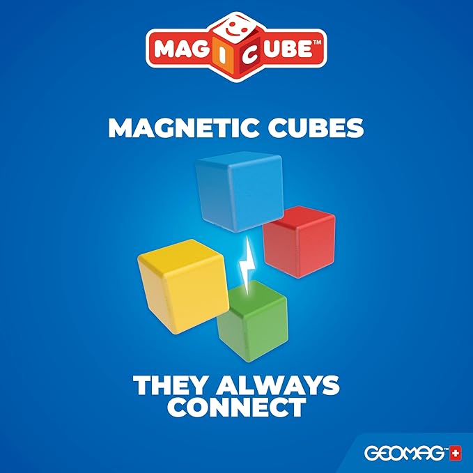 Geomag Magicube Magnetic Building Blocks for Toddlers Ages 1–5, Swiss-Made STEM Toy (24-Piece - Montessori)