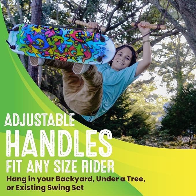 Swurfer TreeSkate Skateboard Tree Swing, Outdoor Stand Up Surf Swing, Kids Outdoor Play Equipment, for Children and AdultsHolds Up to 200 lbs, Ages 6 and Up, Adjustable Handles, Grip Tape (Undawadda)