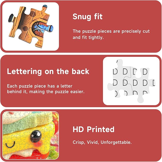 Cute Kawaii Sandwich 1000 Piece Jigsaw Puzzle for Adults - Whimsical Food Art with Smiling Egg & Strawberries, Poster & Lettered Back, 22.8" Square HD Quality, Unique Gift for Food & Kawaii Lovers
