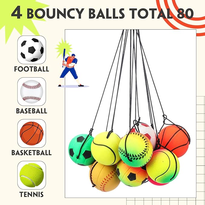 Skylety Wrist Return Ball on a String 1.85'' Rebound Sport Ball with Elastic Strap and String, Basketball Baseball Soccer Tennis Wristband Toy for Teens Adults Gifts, Wrist Exercise or Play