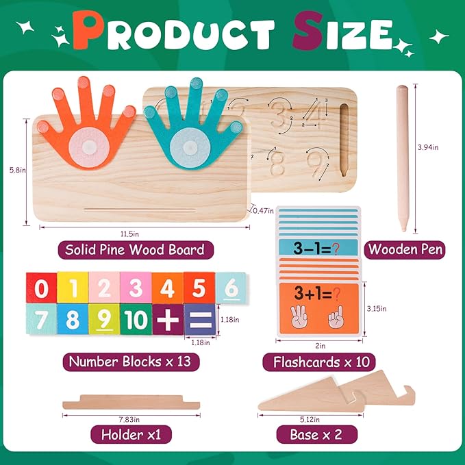 Hirger 2 in 1 Preschool Learning Toys for Toddlers 2-4, Educational Math Manipulatives Number Counting Blocks for Kids, Montessori Toy for 3 4 5 6 Year Old Boys Girls Birthday Gifts