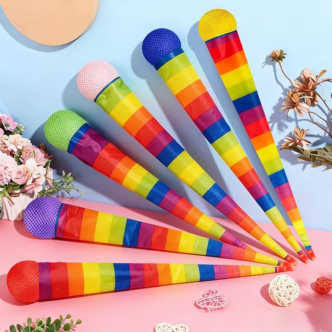 18 Pcs 37.4 Inch Throw and Catch Balls with Rainbow Tail Soft Sports Comet Balls Colorful Playground Toys Bulk for Kids Adults Physical Equipment for Indoor Outdoor School Classroom Beach Fun Games