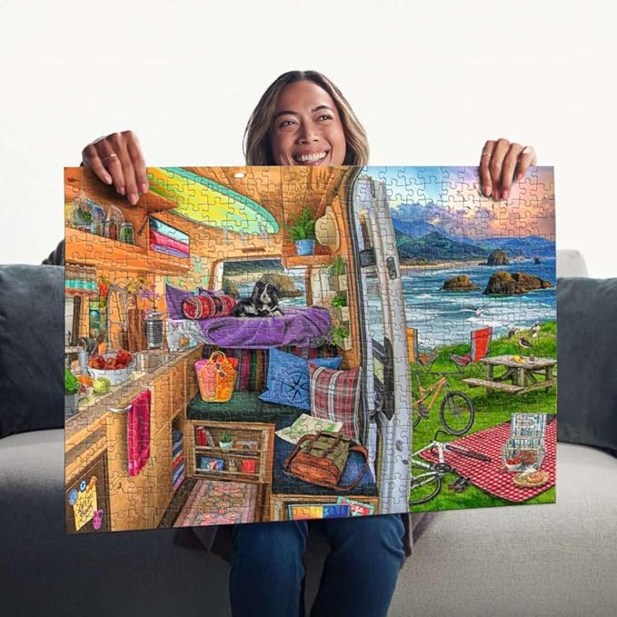 Ravensburger - Rig Views - 500 Piece Large Format Jigsaw Puzzle - Stunning Imagery - Bold Colors & Intricate Details - Adventure in Van Life - Premium Quality - Puzzles for Adults