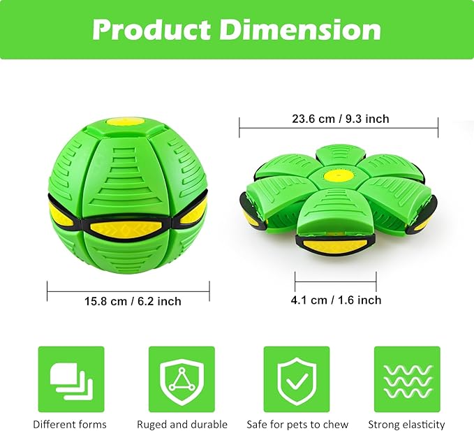 Magic Meta Ball Pop Up Bouncing Balls with 6 Light – Dual-Form Bouncy Toy Light Up Transforming Pop Up Ball for Indoor Outdoor Activities & Parent-Child Interaction Play (Green)