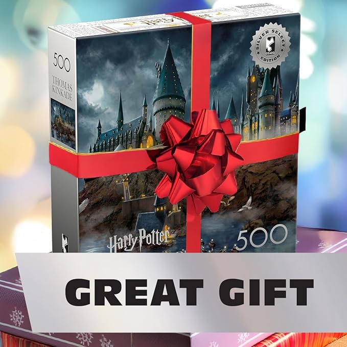 Ceaco 500 Piece Thomas Kinkade Hogwarts Castle Puzzle for Adults, Silver Select - 500 Piece Jigsaw Puzzle - Challenging and Colorful Puzzle for Adults – Precision-Cut Pieces, Beautiful Artwork