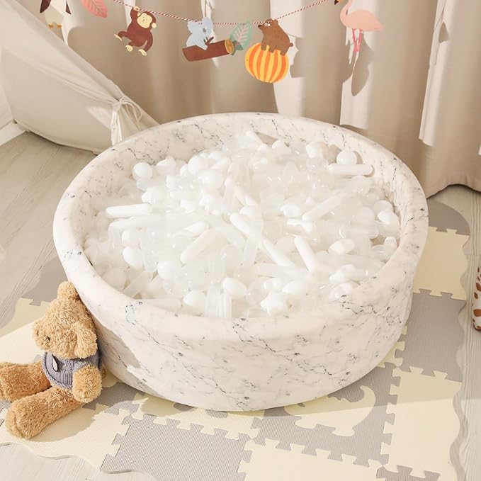 STARBOLO Ball Pit Balls for Baby and Toddler, 150 200 Pack White Mixed Shaped Balls Phthalate Free BPA Free Crush Proof Plastic Pit Balls Play Toys for Kids Ball Pit, Pool,Play Tent,Party