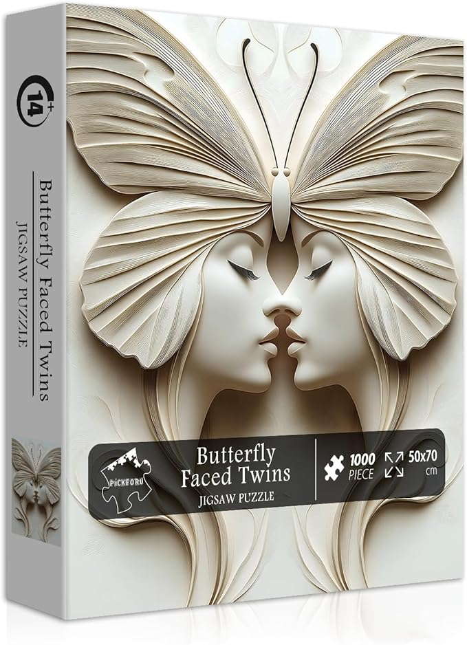 Impossible Puzzles for Adults 1000 Pieces, Women Butterfly Beauty Puzzle Unique Abstract Art, Lady Aesthetic Jigsaw Puzzle Difficult Challenging