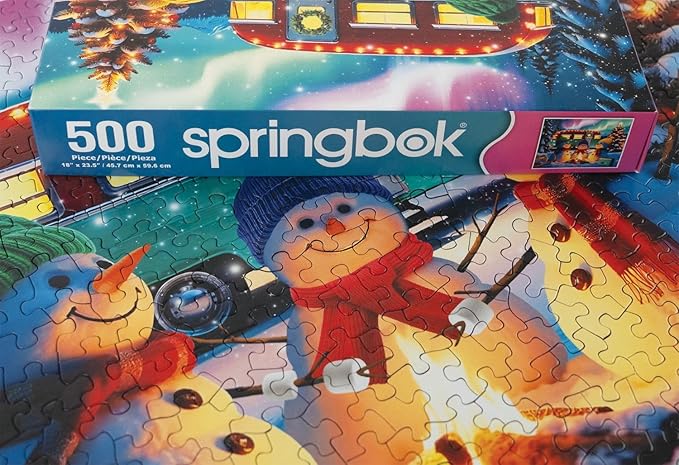 Springbok Christmas Campers 500 Piece Puzzle for Adults and Families - Snowmen Love Camping in The Cold