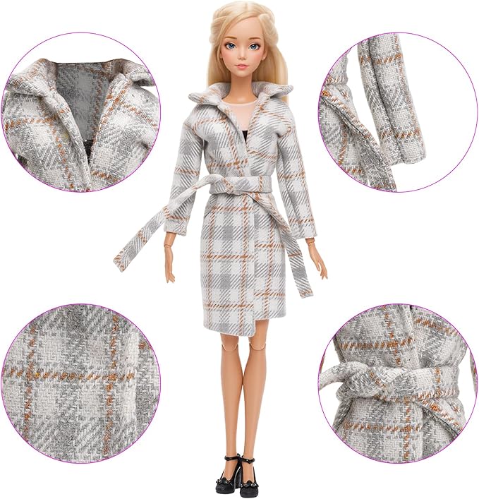 13 Pcs Doll Winter Clothes and Accessories - 3 Set Dolls Winter Coat Clothes, 2 Pairs of Shoes and 8 Pcs Skiing Accessories for 11.5 Inch Girl Doll Winter Playset