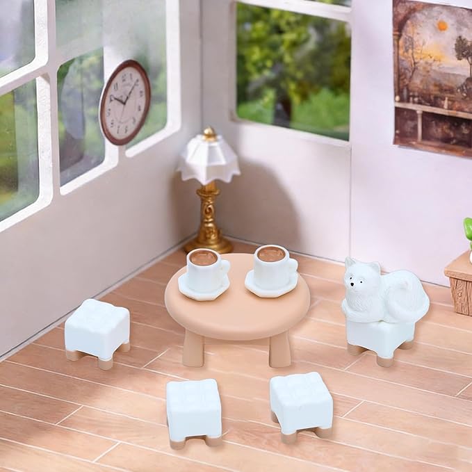 ONEST 30 Pieces Miniature Dollhouse Accessories Mini Dining Room Sitting Living Bedroom Accessories and Others for Dollhouse House Toys