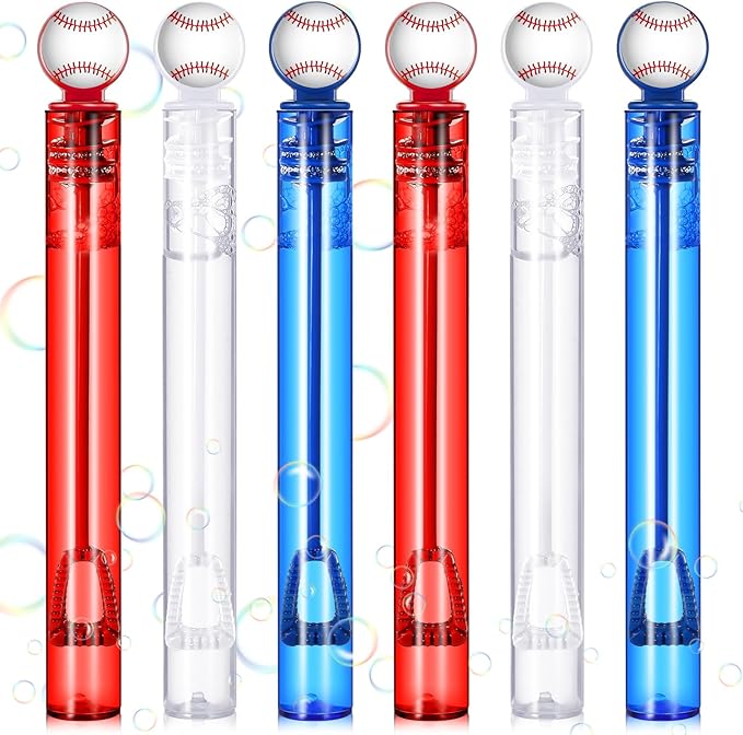 24 Pcs Mini Baseball Bubble Wands Baseball Themed Party Favors Birthday Bubble Wand Bulk for Outdoor Summer Classroom Party Supplies Kids Goodie Bags Filler