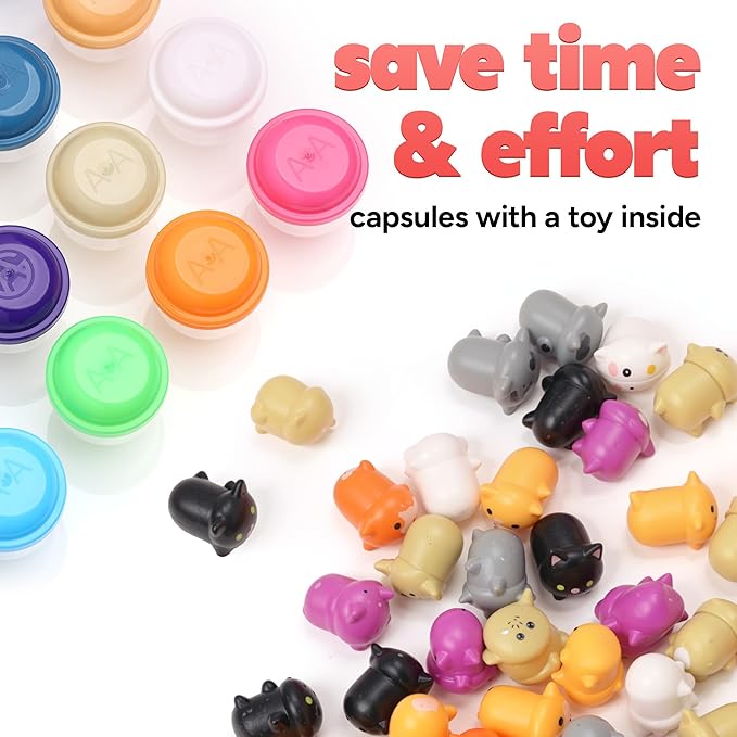 Entervending Farm Animals Figurine Toys in Capsule - 250 Pcs -1.1 Inch Plastic Capsules with Assorted Animals Mini Figurines for Kids - Easter Eggs with Toys - Toy Vending Machine Refill
