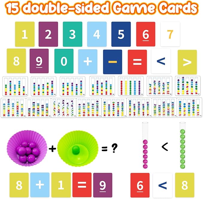 Counting and Color Sorting Toys, Preschool Kindergarten Learning Activities, Math Manipulatives Supplies Matching Games, Fine Motor Skills, Educational Montessori Toys for Kids 3 4 5 6 Year Old