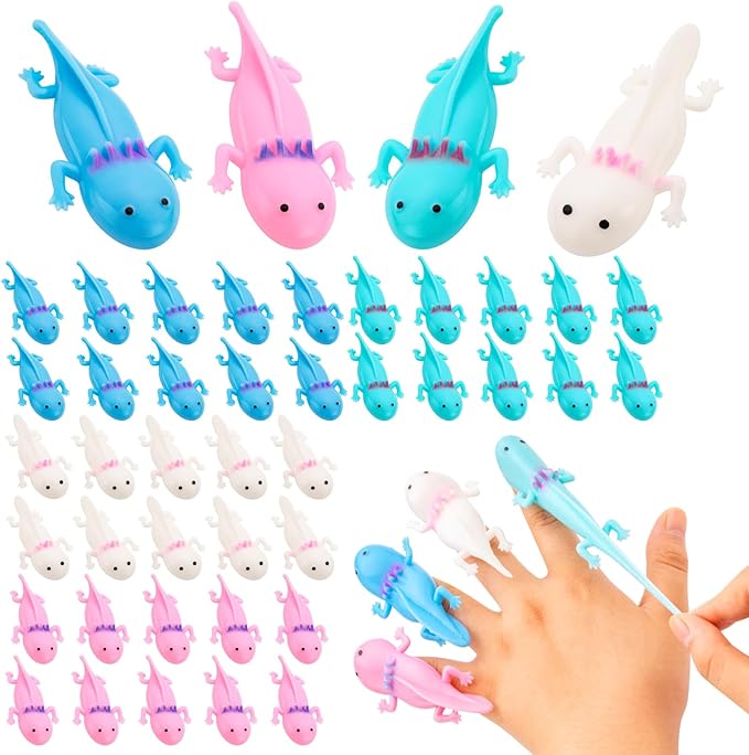 40Pcs Axolotl Toy for Gifts, Christmas Finger Slingshot Novelty Toys, 4 Colors Axolotl Party Decorations for Novelty Toys and Amusements