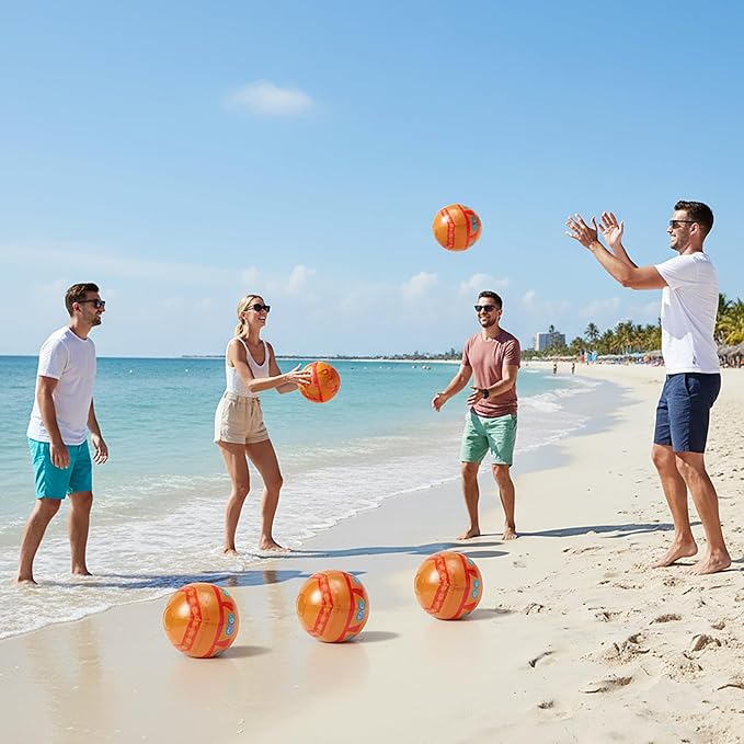 12 Pack Beach Ball Set, Reusable Colorful Inflatable Ball with Vacuum Storage Bag for Pool Party, Beach Games