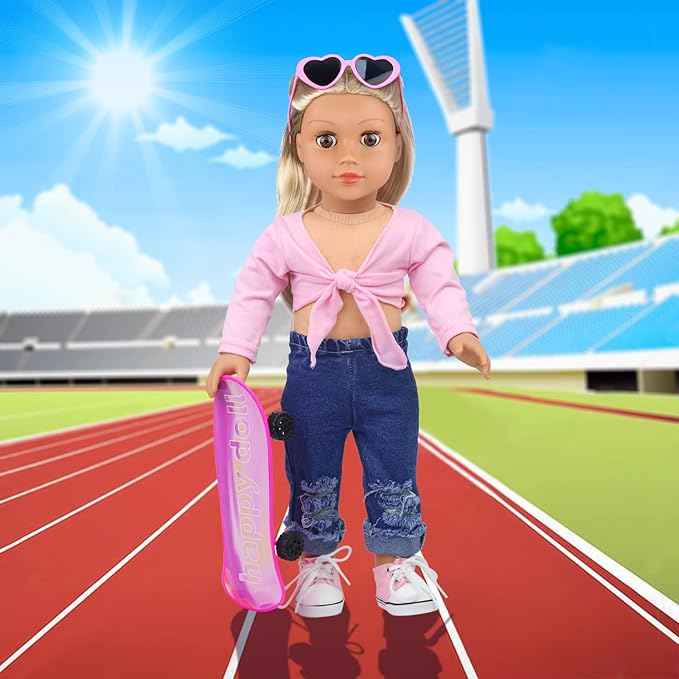 ZITA ELEMENT 18 Inch Girl Doll Scooter Skateboard Clothes and Accessories - 18 Inch Doll Clothes Set Sport Shoes Scooter and Other Outdoor Sport Stuff