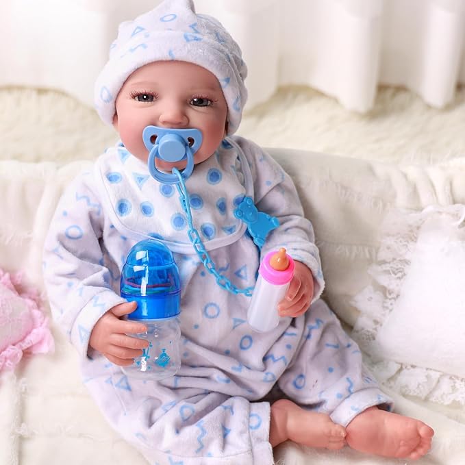 BABESIDE Baby Doll Bottles with Disappearing Milk and Juice Magic Bottles, Magnetic Pacifiers and Pacifier Clips Chain for Reborn Baby Dolls Girls & Boys, 8 Pcs Baby Doll Accessories Set