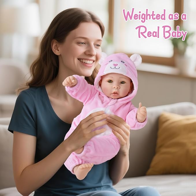 Aori Baby Dolls Realistic, 17-inch Lifelike Soft Body Baby Girl That Look Real with Feeding Kit Included, Ideal Gift for Kids, Birthday, Pretend Play