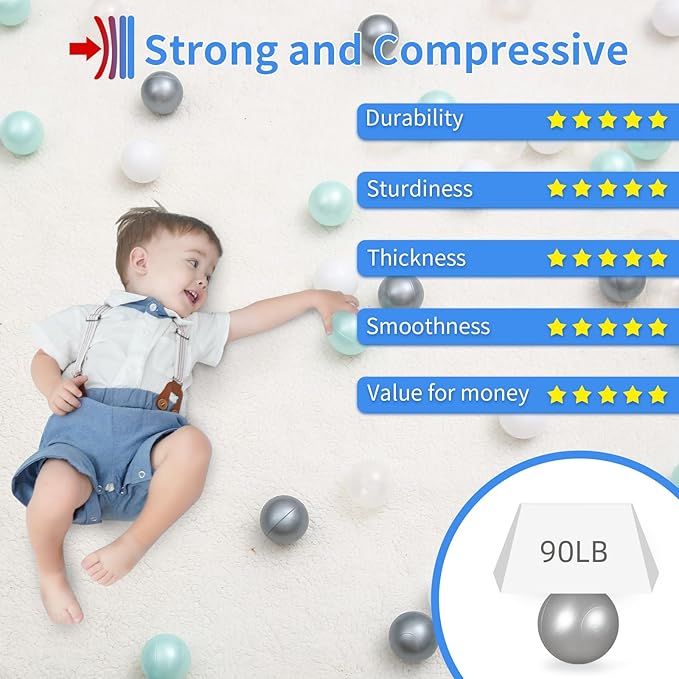 STARBOLO Ball Pit Balls for Toddlers Phthalate Free BPA Free Non-Toxic Crush Proof Play Balls for Toddlers Kids Pool Playhouse Pack of 100 200 500