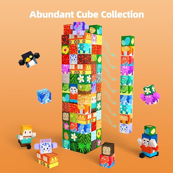 GobiDex Magnetic Building Blocks Dinosaur Theme Kid Toys for 3+ Years Old Boys Girls, STEM Building Gifts for Kids, Magnets Sensory Game for Toddler 48PCS