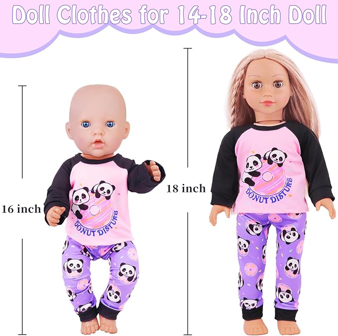 K.T. Fancy 5 Sets Baby Doll Clothes for 14-18 Inch Dolls - Gift for Kids' Birthday, Children's Day & Christmas