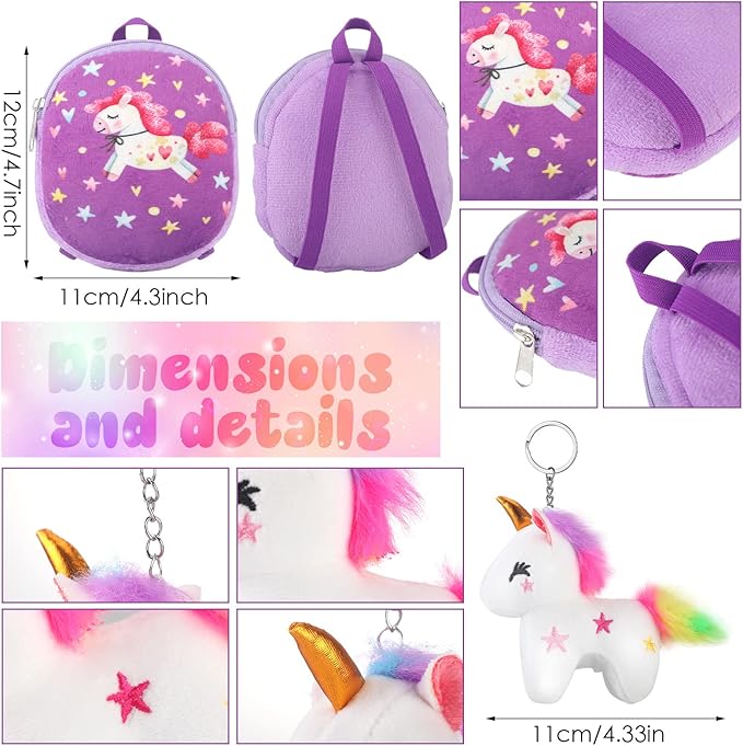 Wettarn 18 Inch Doll Carrier Set with Clothes and Accessories Including Doll Travel Bag, Dress, Shoes, Sunglasses, Backpack and Unicorn for Unicorn Birthday Gift(Purple)