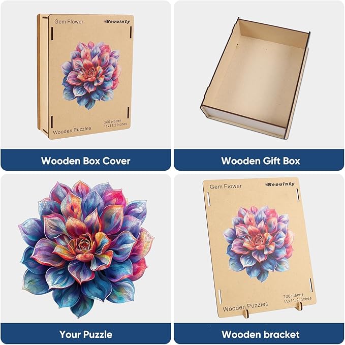 Reouinty Wooden Puzzles for Adult 500 Piece, Flower Succulent Puzzle for Girl and Women, Challenging Puzzle, Wood Puzzle Wall Decor, Unique Shaped Wood Puzzles Piece, Gift for Family Game 16.5x16.7 in