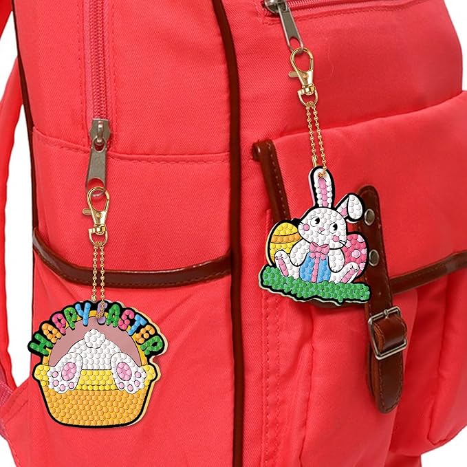 Labeol Arts and Crafts for Kids Ages 8-12 - Creat Your Own GEM Keychains-5D Diamond Art by Numbers GEM Art Kits for Kids Girls Toddler Crafts Age 6-7 6-8 10-12 (Easter)