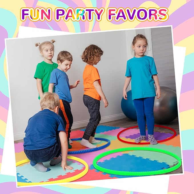 Sratte 8 Pcs Color Hoop Detachable Adjustable Exercise Ring Plastic Hoop for Gymnastics Dog Agility Equipment Party Decor, 4 Colors