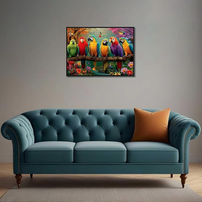 Parrot Puzzles for Adults 500 Pieces - Colorful Forest Bird Jigsaw Puzzle, Beautiful Wildlife Puzzles with Letters on Back, Challenging Hard Difficult Spring Puzzles as Thanksgiving Home Decor