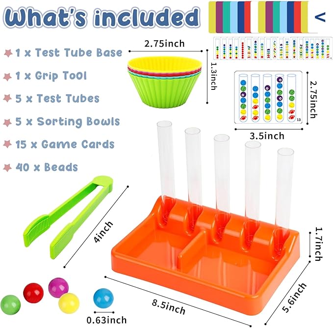 Counting and Color Sorting Toys, Preschool Kindergarten Learning Activities, Math Manipulatives Supplies Matching Games, Fine Motor Skills, Educational Montessori Toys for Kids 3 4 5 6 Year Old