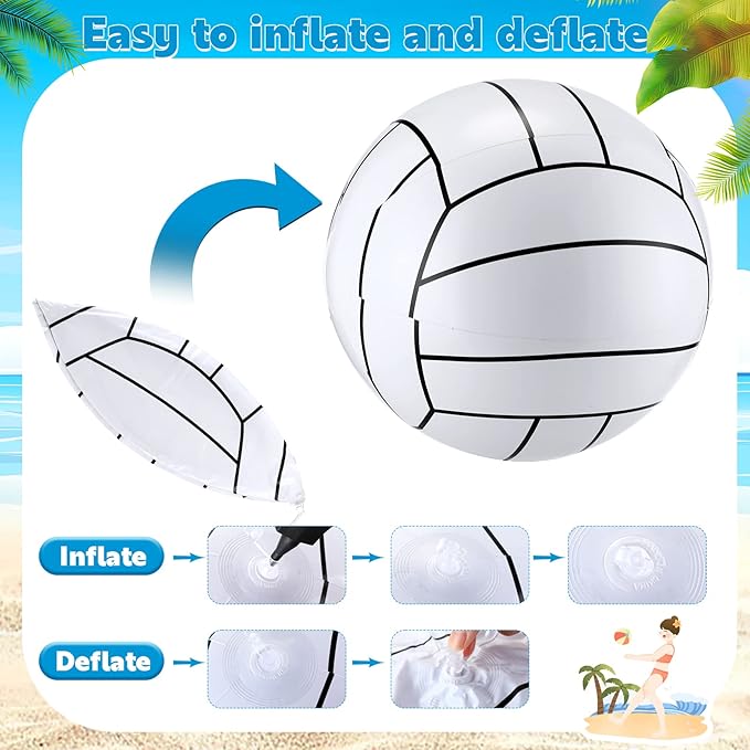 Jerify 12 Inch Inflatable Volleyball Beach Ball Pool Ball Volleyball Party Supplies for Kids Adults Summer Beach Water Swimming Pool Accessories