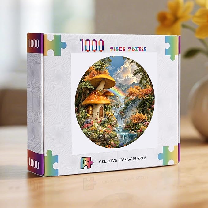 1000 Piece Puzzle for Adults - Mushroom House Jigsaw Puzzles - Impossible Hard Difficult Challenging Jigsaw Puzzle -Brain Teaser Adult Puzzles - Christmas Birthday Gifts for Women/Men