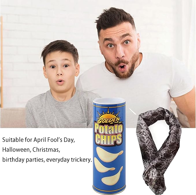 The Potato Chip Snake Can Jump Spring Snake Toy Gift April Fool Day Halloween Christmas time Party Decoration Jokes in A Can Gag Gift Prank Blue (Color)
