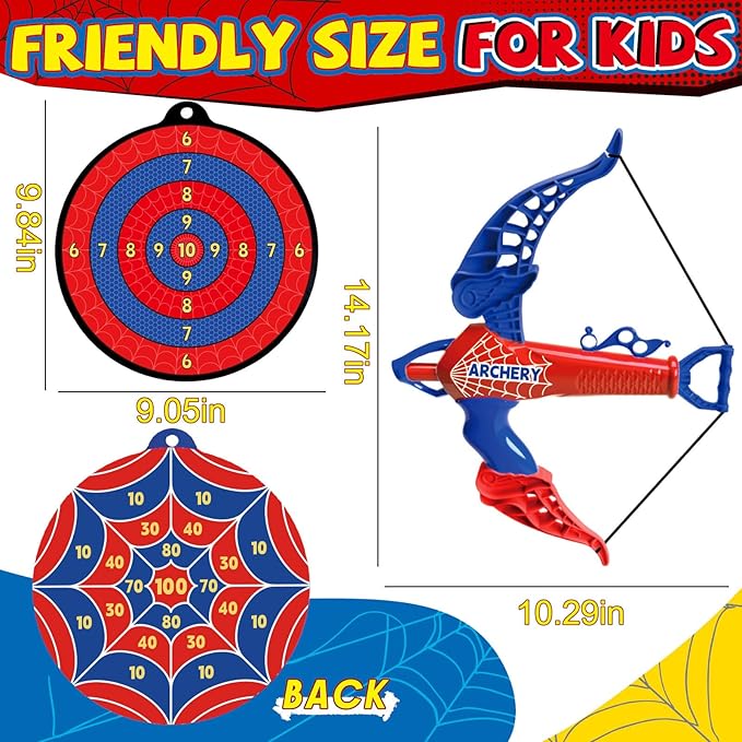 Bow and Arrow for Kids Toys: Spider Archery Set with Target 20 Suction Cup Arrows, Spider Toy Bow and Arrow for Kids 3-8 Shooting Toys for Age 5-7 Indoor Outdoor Toy Gift for Boys Age 3+