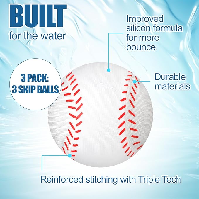 3 Pcs Water Skipping Balls Water Bouncing Ball 2.2 Inch Bounce Beach Ball Pool Accessories Gift for Outdoor Games Swimming Activities