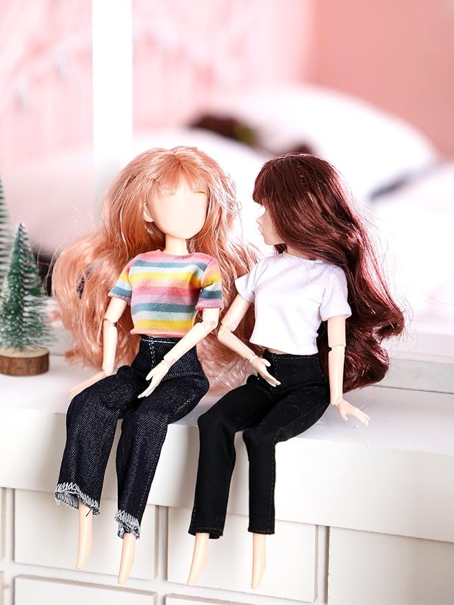 Bencailor 8 Pieces Summer Doll Clothes for 11.5 Inch Doll Accessories Sweaters Denim Pant Regular Outfit Clothing for Girls(T Shirt)